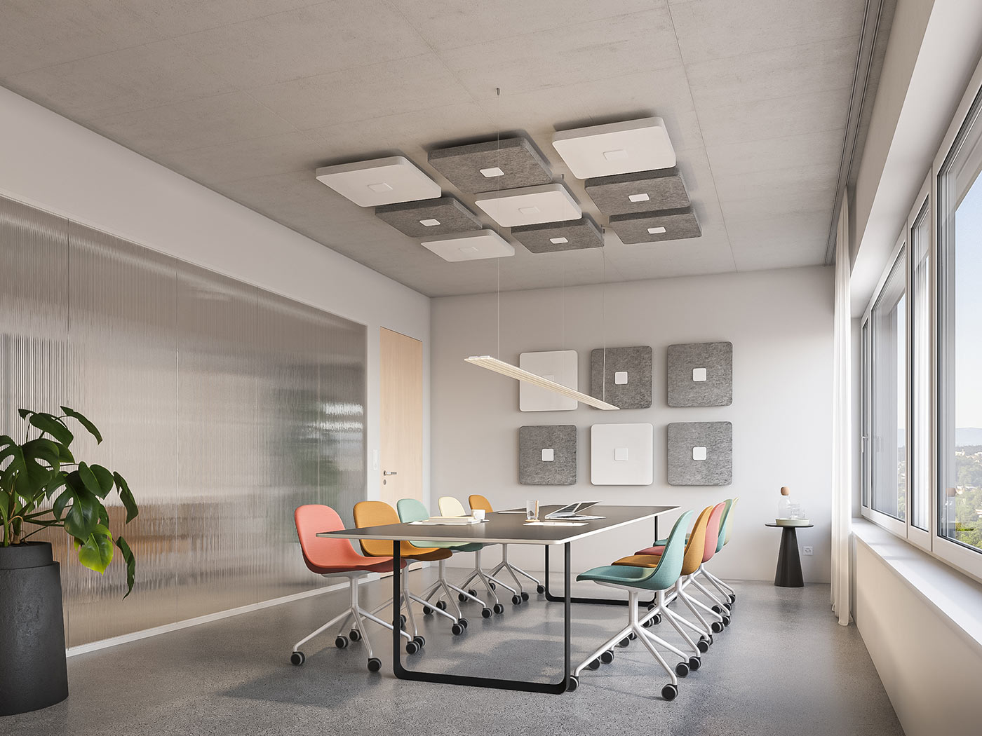 Disc'n Dots est un système acoustique modulaire abordable, efficace (classe A) et design, parfait pour des univers sonores agréables dans les bureaux, salles de réunion, réceptions et espaces de restauration.