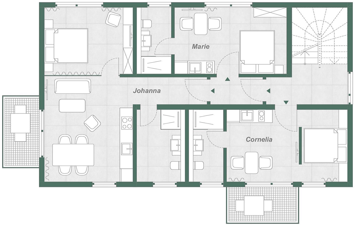 Les appartements avec une ou deux chambres