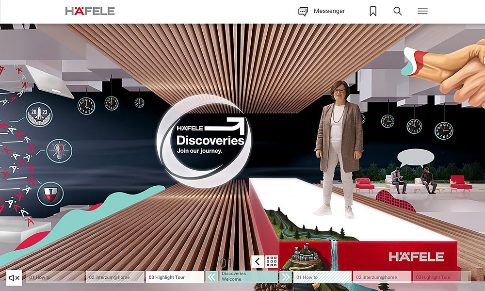 La plateforme numérique « Häfele Discoveries » – à l’entrée avec la directrice de l’entreprise Sibylle Thierer.