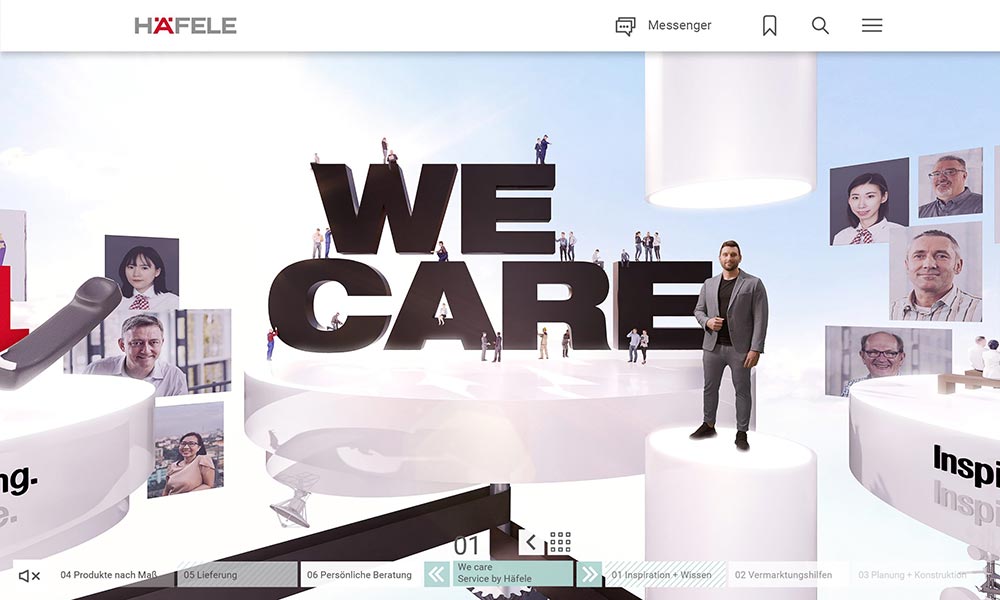 « We care »  sur la plateforme Discoveries, un univers thématique est spécifiquement dédié aux services complets de Häfele.