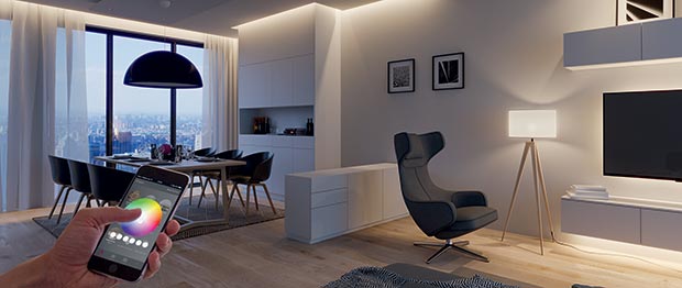 Häfele Connect est une application clé pour les meubles et les pièces connectés, basée sur le système d’éclairage LED Loox