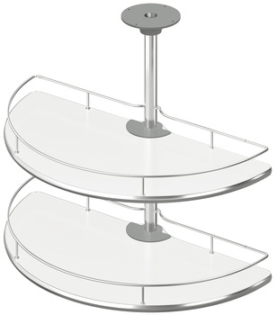 Ferrure pivotante en 1/2 cercle, Häfele, pour meubles d'angle, avec corbeilles/tablettes