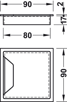 Passage de câbles, dimension de découpe 80 x 80 mm, 2 parties