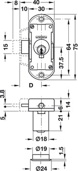Serrure espagnolette, avec cylindre à goupilles, profil standard sur mesure