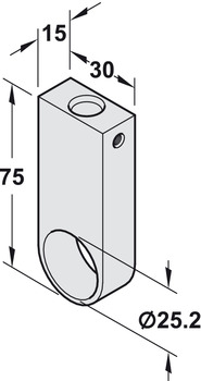 Support central de tringle d’armoire, pour tringle d'armoire ronde Ø 25 mm