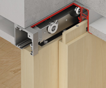 Garniture complémentaire, pour élément fixe (pour portes en bois) et montage au plafond intégré (pour portes en bois et en verre)