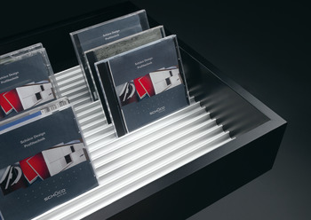 Système de rangement pour CD/DVD, profil en aluminium, couleur argent anodisé