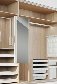 Miroir de meuble, Häfele Dresscode, illuminé, extensible, orientable à 90°