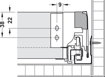 Extension frontale, Blum Tandembox antaro, avec coulisse Blumotion / Tip-On Blumotion, hauteur de système N, hauteur de côtés 68 mm
