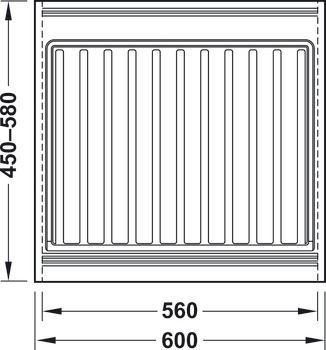 Bac, profondeur 450–580 x largeur 560–600/860–900 mm, pour élément bas d'évier