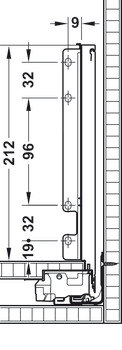 garniture d'extension frontale, Legrabox pure, avec rail de corps Blumotion, hauteur de système F