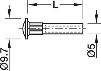 douille filetée, avec filet M4, moleté, fente cruciforme PZ2 et lame de tournevis plate