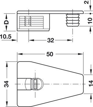 Boîtier de ferrure d'assemblage, système Rafix 30, avec bord de recouvrement, plastique, avec bossage