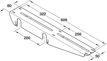 Ferrure d'assemblage de plateaux, pour deux châssis, pour profondeur de plateau de table 800 mm, pour Idea Motion, piètements de table A et C