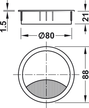 Passage de câble, rond, diamètre de perçage 60 ou 80 mm - dans la boutique  Häfele France