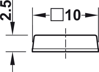 Amortisseur de butée, DB100, autocollant, carré, 10 x 10 mm, hauteur 2,5 mm