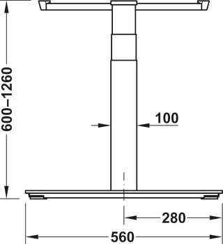 Piètement de table, Kit complet Häfele Officys TE651, solution d'angle 90°