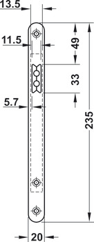 Serrure à mortaiser magnétique à pêne demi-tour, pour portes pivotantes, cylindre profil européen, 116 1/2