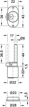 Fermeture pivotante centrale, avec cylindre à goupilles, course 17 mm, profil standard