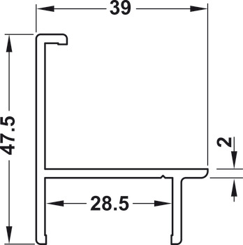 Profil de raccordement d'angle, aluminium, système de parois de séparation sanitaire