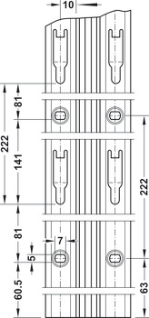 Rail perforé en trames, système vertical NB, à 2 rangées