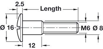Matériel de fixation, tête plate, lame plate/fente cruciforme, M6, acier