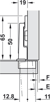 Charnière à corps, Blum Modul 95°, pour applications de portes de réfrigérateur