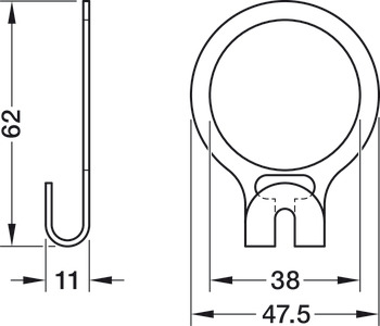 patte porte-cintre, pour tringles d'armoire jusqu'à Ø 35 mm