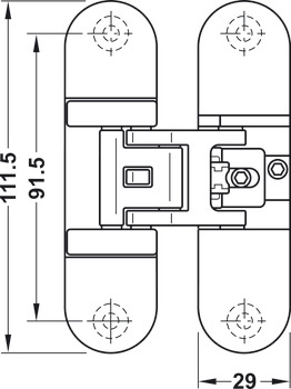Paumelle de porte, Startec H7, à pose invisible, portes intérieures à recouvrement jusqu'à 50/70 kg