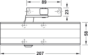 Ferme-porte supérieur, Startec DCL 80, avec bras, EN 2-4, et bras à compas