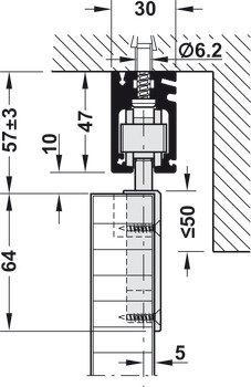 Rail de guidage, Hawa Frontslide 60/B, garniture