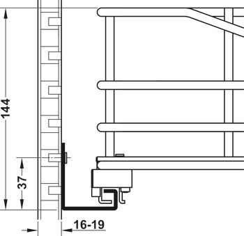 Extension intérieure pour élément bas, Häfele, avec fond d'extension à grille