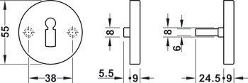 Rosace clé L, acier inox, Startec, PDH 5