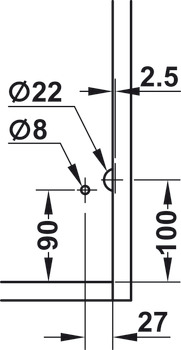 Compas d'abattant à câble de commande LED, pour abattants en bois avec effet de freinage réglable et angle d'ouverture réglable