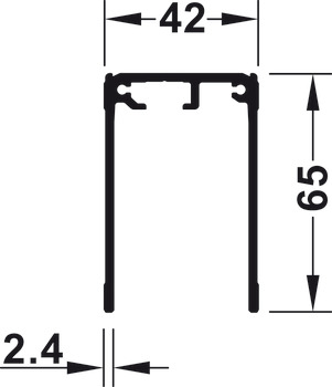 Rail de guidage simple, en haut, à visser, hauteur 65 mm, percé