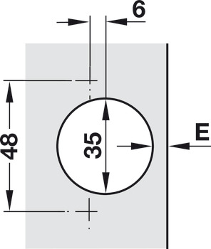 Charnière à corps, Häfele Duomatic 94°, pour portes épaisses et portes profilées jusqu'à 35 mm, pose médiane/jumelée