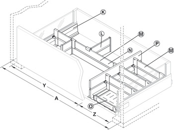 Kit de réception de séparateur transversal, Blum Orga-Line, pour Tandembox antaro, pour hauteur de système K avec galerie C
