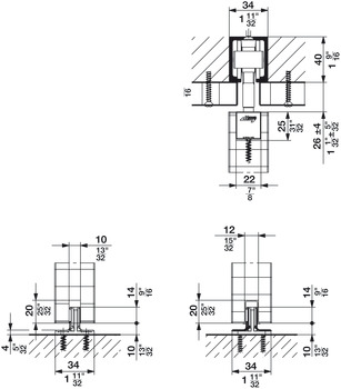 Rail porte coulissante - fixation plafond - Junior 80/100