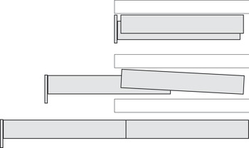 Ferrure de tables à rallonge, Kesseböhmer Topflex, avec façade rigide