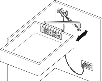 Élément de prise de courant, Prise de courant double avec station de charge USB à 2 voies, pour tiroirs