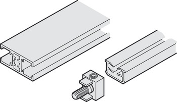 Profil de treillage, horizontal, avec pièces de fixation et joint d'étanchéité