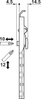 ferrures de suspension pour armoire, élément haut, à enfoncer ou à visser
