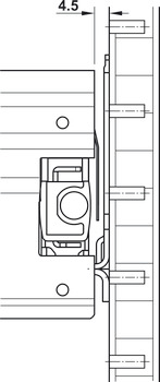 Coulisse de tiroir, Häfele Matrix Runner OS P50/60, surextension différentielle, derrière façades