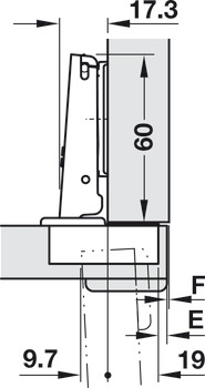 Charnière à corps, Duomatic 94°, pour portes en bois jusqu’à 40 mm, pose d’angle