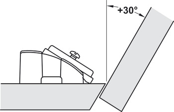 Embase en équerre, Häfele Duomatic A, pour applications d'angle de +10° à +30°