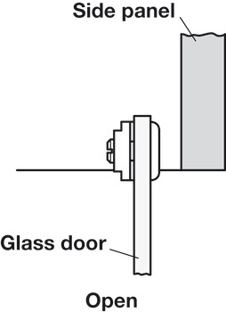 Charnière pour portes en verre, pour montage de porte sans perçage de verre, longueur 20 mm
