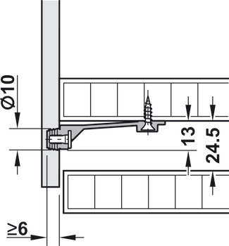 Stabilisation de façade et sol, pour façades de faible épaisseur, pour tiroir Blum Legrabox