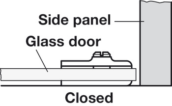 Charnière pour portes en verre, pour montage de porte sans perçage de verre, longueur 34 mm
