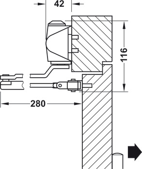 Ferme-porte supérieur, Startec DCL 110, avec bras à compas, EN 3