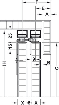 Ferrure pour porte coulissante, Häfele Slido F-Line15 55A, garniture